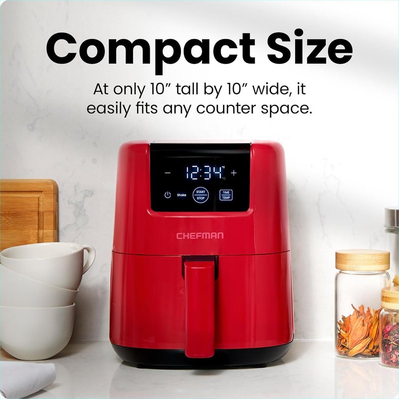 Chefman 2 Qt Mini Air Fryer – Digital Space-Saving Compact Air Fryer with Nonstick and Dishwasher Safe Basket, Quick & Easy Meals in Minutes, Features Digital Timer and Shake Reminder – Red - Image 3